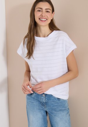Cecil, T-SHIRT MIT U-BOOT-AUSSCHNITT UND STRUKTUR - T-shirt imprimé - white