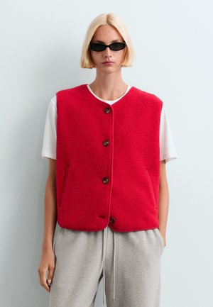 OYSHO, FAUX-SHEARLING BUTTONED WAISTCOAT - Veste sans manches - strawberry