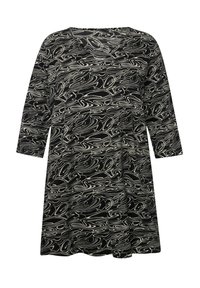 Ulla Popken LONG GOLVEN A-LIJN BLADEREN 3/4-MOUWEN - Langarmshirt - zwart