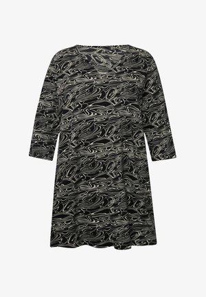 Ulla Popken LONG GOLVEN A-LIJN BLADEREN 3/4-MOUWEN - T-shirt à manches longues - zwart