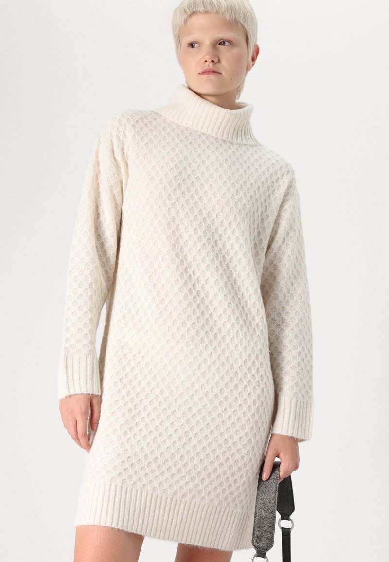 white christmas dresses Aran Merino Wool Cowl Neck Dress | Natural