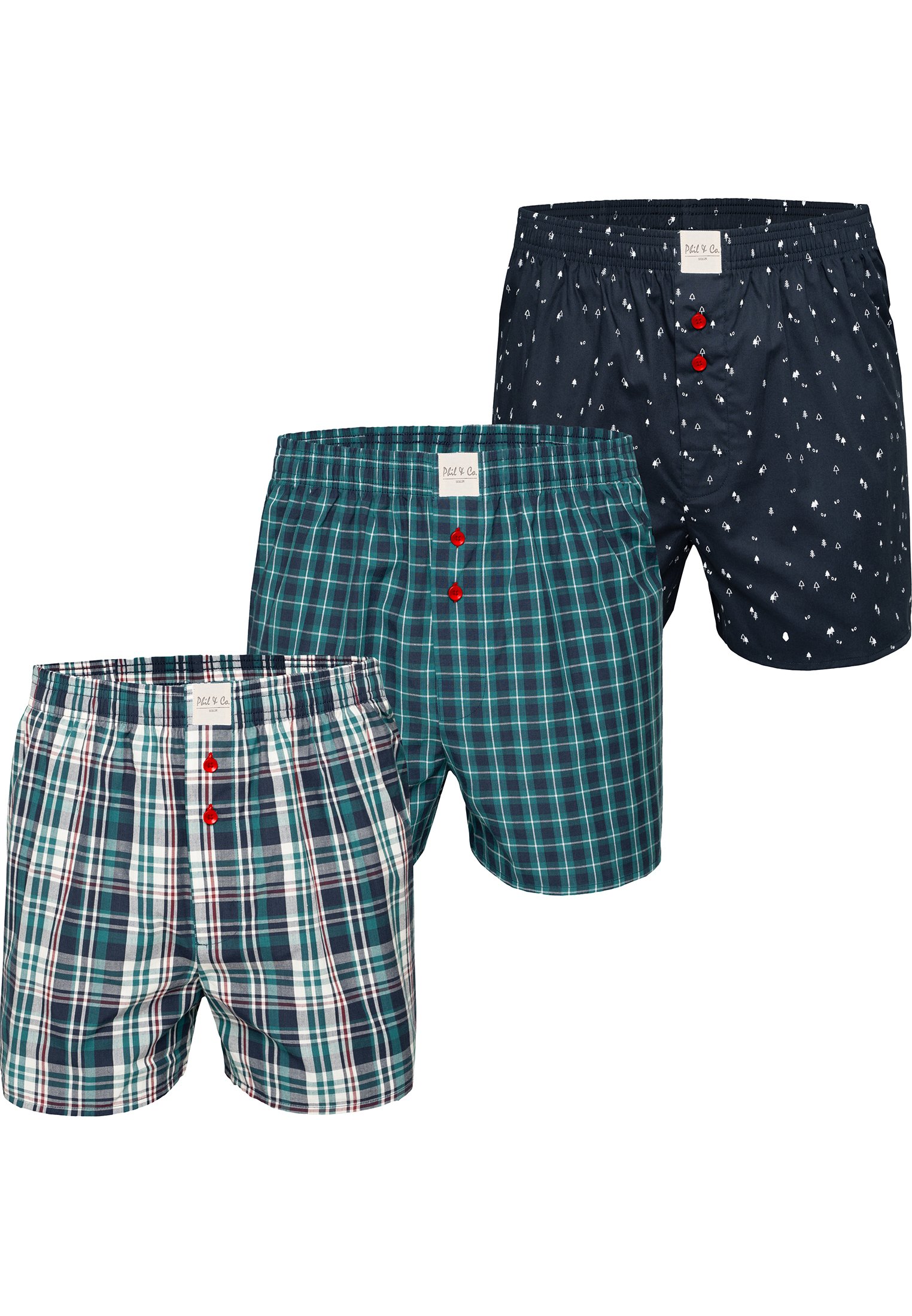 Phil & Co. Boxershorts 2 Stück Herren Webboxer Boxershorts Shorts Boxer Unterhosen 1 St Cs020o093