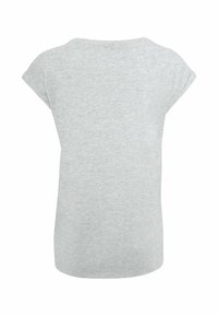 Graues Kurzarm-T-Shirt mit Rundhalsausschnitt, weichem Material und lässiger Passform, versehen mit umgeschlagenen Ärmeln und einem schlichten, nahtlosen Design.