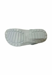 Suela de zapato de goma blanca con patrón de tracción texturizado, que presenta surcos y bordes redondeados. Contiene la marca "IDEMAX" y la indicación de tamaño.
