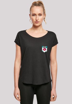 LOONEY TUNES SYLVESTER FACE FAUX POCKET - Print T-shirt - black
