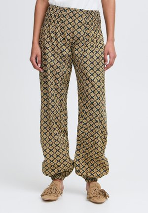 JILL WIDE - Trousers - black boho border print