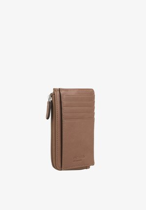 Portafoglio portacarte in pelle marrone con cinque scomparti per carte e una tasca con cerniera per monete, con il logo "PICARD GERMANY" impresso a rilievo.