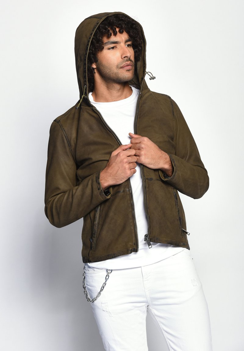Maze Lederjacke - olive