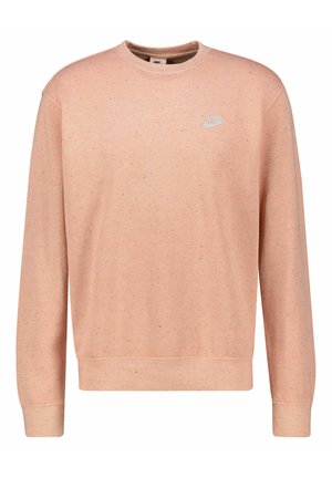 Pink sweatshirt made of textured fabric, featuring a crew neck, long sleeves, and a small Nike logo on the chest.