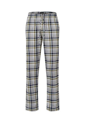 Ruteformede pyjamasbukser i grå, marineblå og olivengrøn. Har en elastisk talje med snøre og en afslappet pasform.