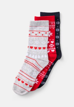 ONLCHRISTMAS SOCK 3 PACK - Ponožky - high risk red/light grey melange/night sky
