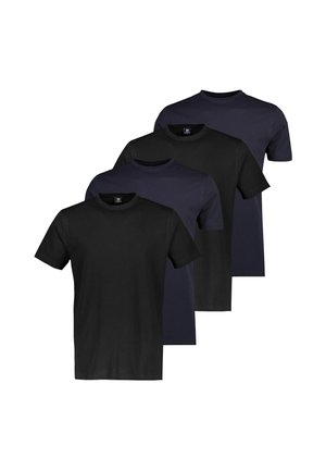 MIT RUNDHALS AUSSCHNITT O-NECK KURZARM  4ER PACK - T-Shirt basic - schwarz navy