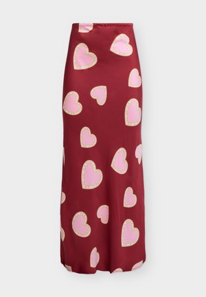 Never Fully Dressed, BURGUNDY HEART DORRIS SKIRT - NOT PER IMAGE - Дълга пола - red