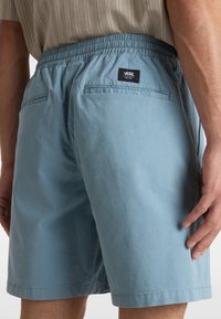 Lyseblå shorts med elastisk talje, to baglommer og et Vans logo mærke. Materialet ser glat ud med et afslappet design.