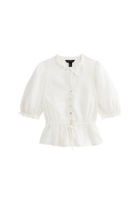 New Look CRINKLED TIE NECK - Blus - cream