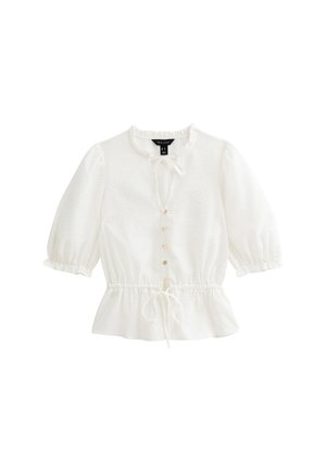 New Look CRINKLED TIE NECK - Blus - cream