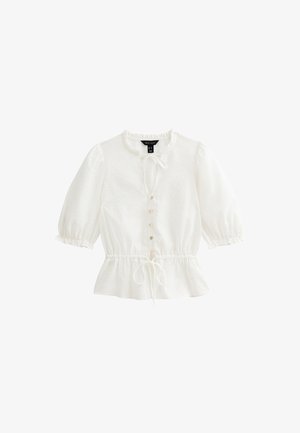 New Look CRINKLED TIE NECK - Blus - cream