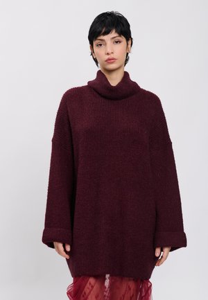 INFLUENCER, INFLUENCER PULLOVER SLOUCHY COWL NECKLINE PULLOVER - Jersey de punto - plum