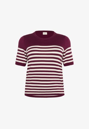 Kaffe Curve LIZZY STRIPED - T-Shirt print - windsor turtledove half stripe