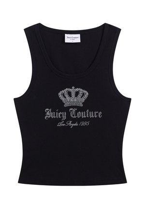 Zwart mouwloos Juicy Couture tanktop met een strasskroon en de tekst "Juicy Couture Los Angeles 1995" op de voorkant.