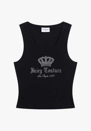 Zwart mouwloos Juicy Couture tanktop met een strasskroon en de tekst "Juicy Couture Los Angeles 1995" op de voorkant.