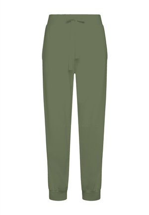 Pantaloni jogger verde con cintura regolabile e polsini. Tessuto morbido e progettati per comfort e abbigliamento casual.