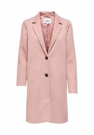 Svjetloružični krojeni kaput s ovratnikom s urezom, dugim rukavima, dva prednja džepa i jednim gumbom za zatvaranje. Tkanina s teksturom.