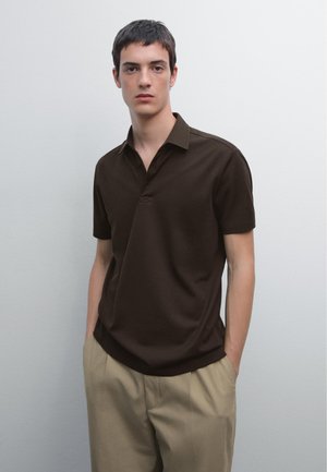 TEXTURED SHORT SLEEVE  - Polo shirt - mottled dark brown