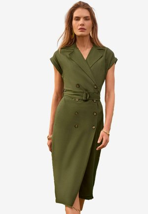 REGULAR FIT - DOUBLE BREASTED MIDI  - Skjortklänning - khaki green
