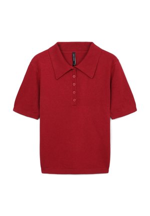 CON BOTTONI - Poloshirt - rosso scuro