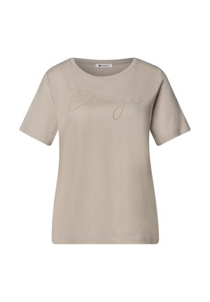 Street One, T-SHIRT MIT RUNDHALS UND WORDING ARTWORK - T-shirt imprimé - clay sand
