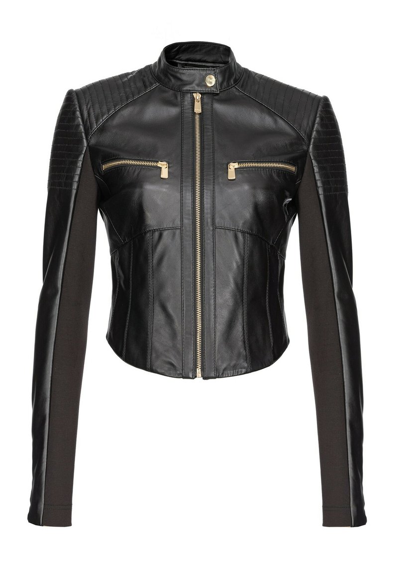 pinko Leren jas zwart