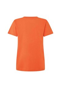 T-shirt à manches courtes en coton orange vif. Design classique à col rond avec une texture lisse, sans motifs ni accents visibles.