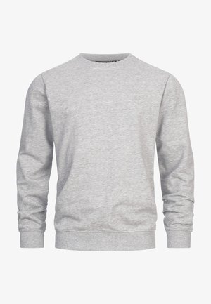 Šedá mikina vyrobená z bavlneného zmesi, s dlhými rukávmi, okrúhlym výstrihom a rebrovanými manžetami a spodným okrajom. Malé logo na hrudi.