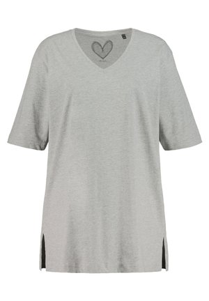 Ulla Popken V-AUSSCHNITT, HALBARM - T-shirt basic - hellgrau mélange