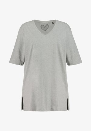 Ulla Popken V-AUSSCHNITT, HALBARM - T-Shirt basic - hellgrau mélange