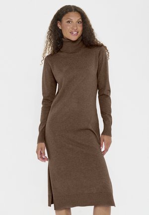 MILA ROLL NECK LONG - Jumper dress - fondue fudge melange