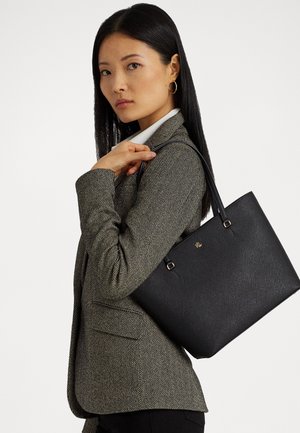 CROSSHATCH LEATHER MEDIUM KARLY TOTE - Handbag - black