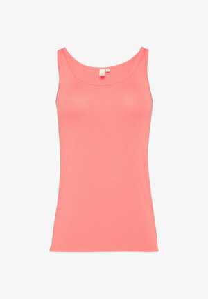 Débardeur corail, fabriqué en tissu doux, avec un encolure dégagée et sans motifs ni attaches visibles. Coupe ajustée avec un ourlet droit.