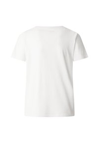 Vit bomull T-shirt med korta ärmar, rund nacke och en slät textur. Enkelt design, inga mönster eller synliga logotyper.
