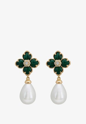 Latelita FLOWER CLOVER PEARL DROP MALACHITE - Pendientes - white