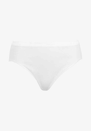 White cotton bikini underwear with a smooth finish, elastic waist, and minimal seam detailing. Classic cut for everyday wear.
