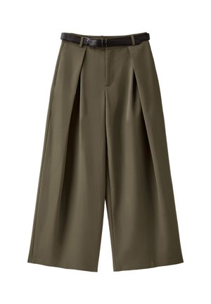 Stradivarius, WIDE-LEG DARTED TROUSERS WITH BELT - Pantalon classique - khaki