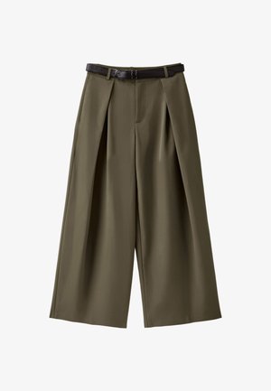 Stradivarius, WIDE-LEG DARTED TROUSERS WITH BELT - Pantalon classique - khaki