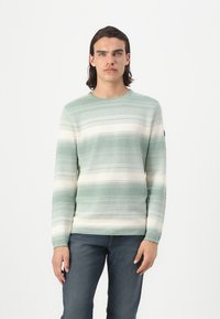 TOM TAILOR IRREGULAR STRIPES CREWNECK  - Strikkegenser - green/white
