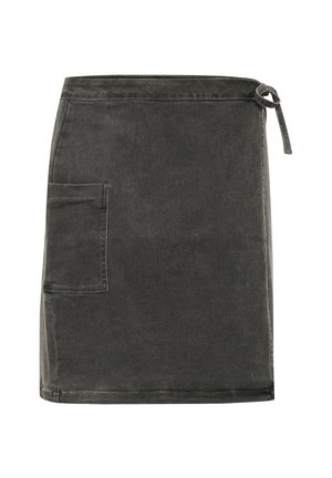 Grå denimnederdel med lige snit, sidelomme og justerbar slipslukning i taljen. Har en blød tekstur og minimalistisk design.