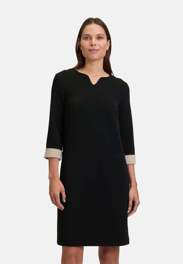 Jerseykleid - schwarz beige