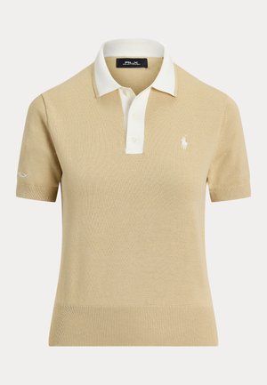 Polo Ralph Lauren, COTTON-BLEND POLO-COLLAR SWEATER - Polo - dune tan/white splash