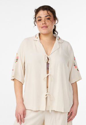 AUS MIT BINDEBAND UND BLUMENMUSTER - Pidžamas augšdaļa - sandshell