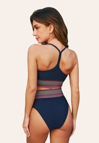 Cupshe SET V AUSSCHNITT TWIST FRONT HIGH WAIST WELLENMUSTER ZWEITEILIGER - Bikini - dunkles marineblau